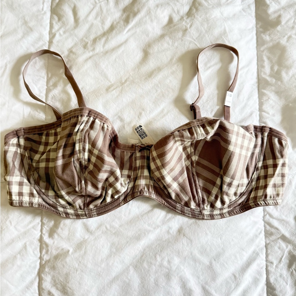 PINK Victoria's Secret Brown Plaid Underwire Bra